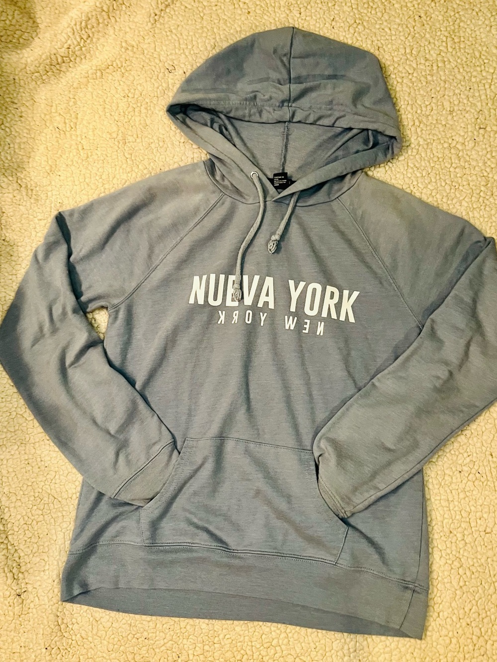 Forever 21 Men's 'Nueva York' Hooded Sweatshirt - Light Blue